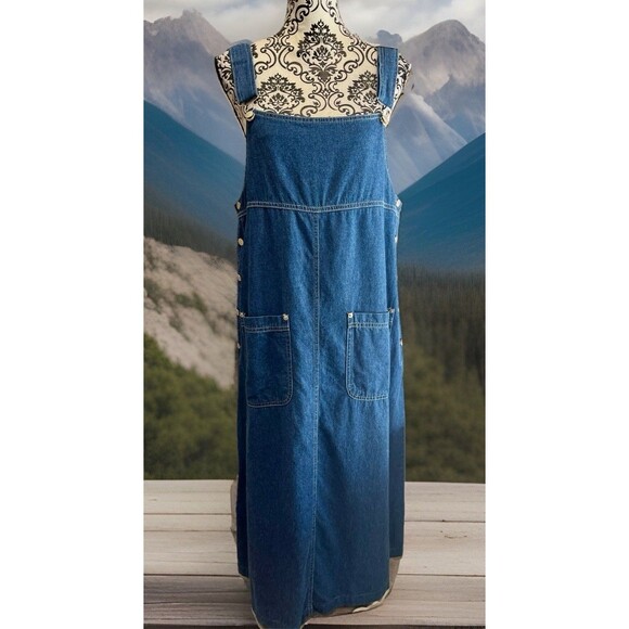 UM & Company Vintage Y2K Overalls Jumper Dress Womens M Blue Denim Grunge Modest - Picture 1 of 11